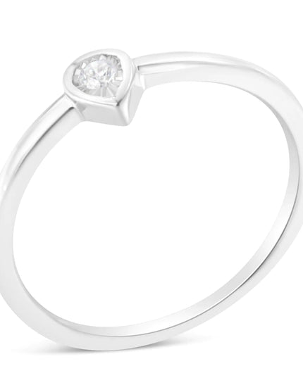.925 Sterling Silver 1/20 Carat Diamond Teardrop Pear-Shaped Miracle Set Petite Fashion Promise Ring (J-K Color, I1-I2 Clarity)