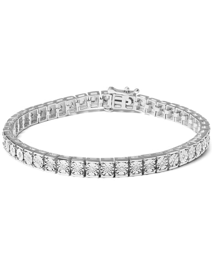 .925 Sterling Silver 1/10 Cttw Diamond 7.25" Link Bracelet (I-J Color, I2-I3 Clarity)