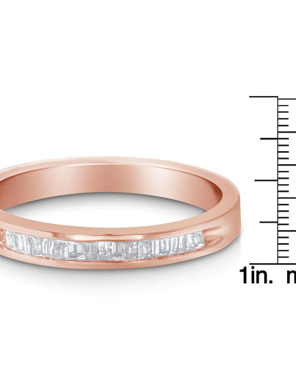 10K Rose Gold over .925 Sterling Silver 1/5 Cttw Diamond Channel-Set Stackable Band Ring (H-I Color, I1-I2 Clarity)
