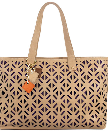 Luminous Leather Tote  -Tan