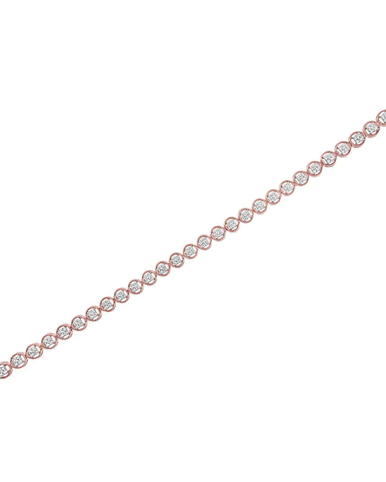 .925 Sterling Silver 1/10 Cttw Diamond Open Circle Beaded Wheel Link Tennis Bracelet (I-J Color, I3 Clarity) - 7.25"