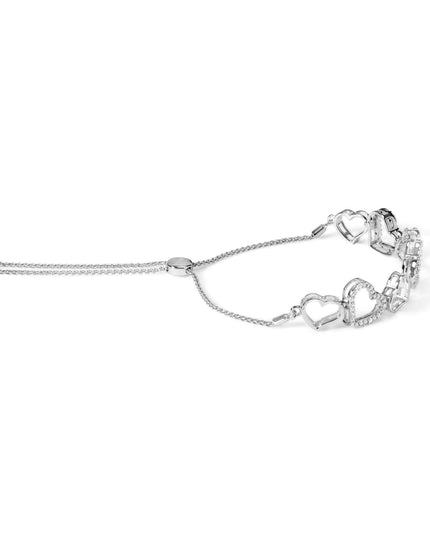 .925 Sterling Silver 1/4 Cttw Diamond Open Heart Link Adjustable Bolo Bracelet   (I-J Color, I2-I3 Clarity) - 4 to 10 Inches