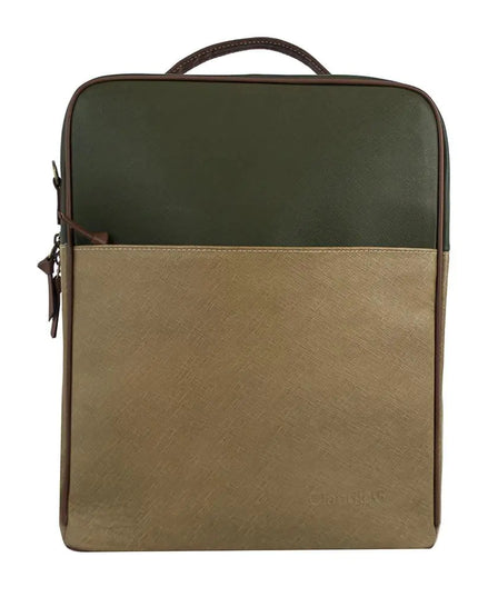 Augusta Leather Backpack-Tan/Olive Green