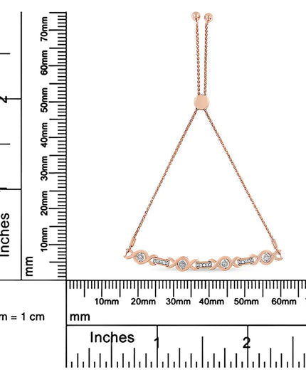 .925 Sterling Silver Channel Set Diamond Accent Twist 4”-10” Adjustable Bolo Bracelet (I-J Color, I3 Clarity)