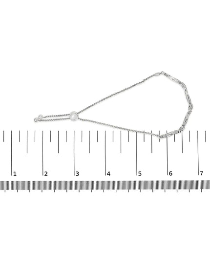 .925 Sterling Silver Diamond Accent Alternating Swirl link Bolo Bracelet (I-J Color, I2-I3 Clarity) - 6" to 9" Adjustable