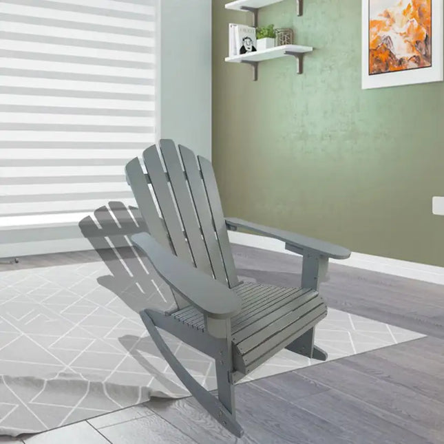 Outdoor Reclining Wooden Rocking Adirondack Chair