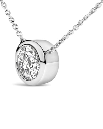 .925 Sterling Silver 7MM Bezel Set Created Purple Amethyst Pendant Necklace - 18" Inches