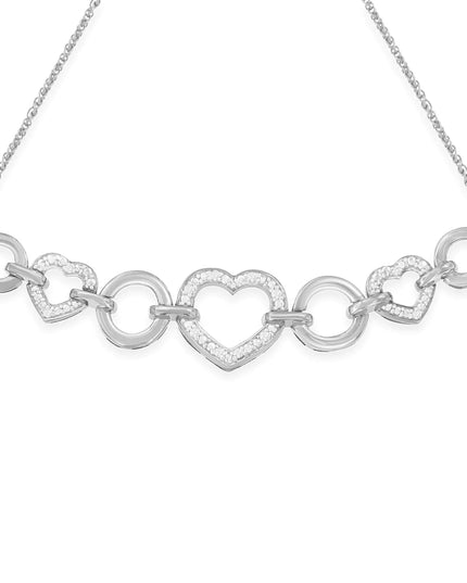 .925 Sterling Silver Diamond Accent Interlinking Triple Heart 4”-10” Adjustable Bolo Tennis Bracelet Bolo Bracelet (H-I Color, I2-I3 Clarity)