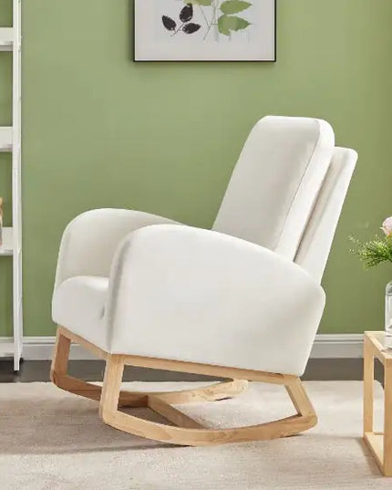 Beige Velvet Rocking Chair