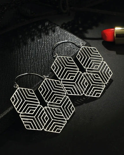 Hex -Silver Earrings
