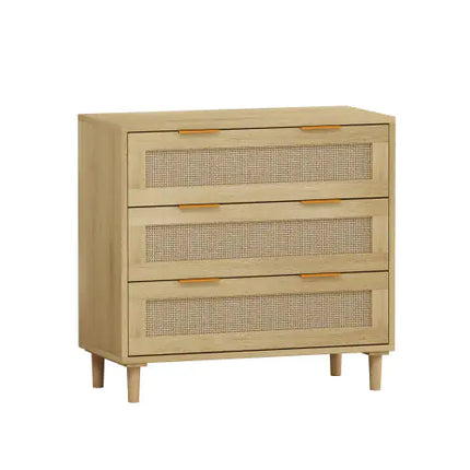 Rattan Storage Cabinet With 3 Drawers, Multifunctional