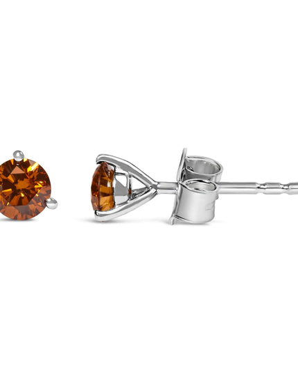 14K White Gold 1/2 Cttw Lab-Grown Round Brilliant-Cut Colored Diamond Classic 3-Prong Martini set Stud Earrings (VS1-VS2 Clarity)