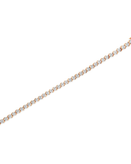.925 Sterling Silver 1/4 Cttw Diamond Round Miracle Plate and "S" Link Tennis Bracelet (I-J Color, I2- I3 Clarity) - 7"