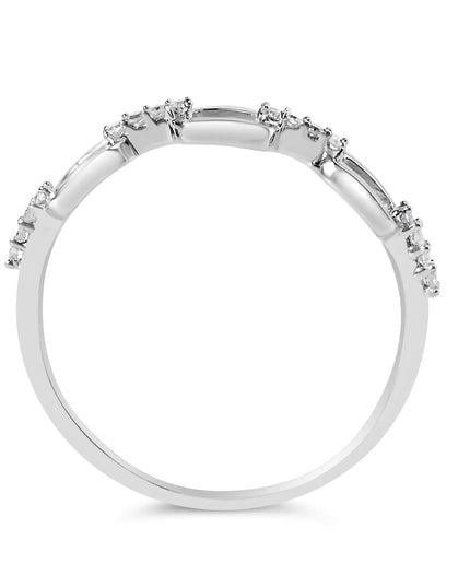 .925 Sterling Silver Diamond Accent Paperclip Band Ring (I-J Color, I2-I3 Clarity)