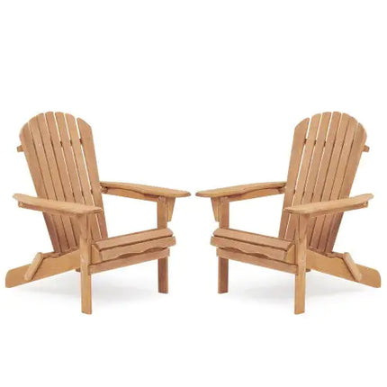 Outdoor Folding Adirondack Chair Set, 2 Pieces, Wood