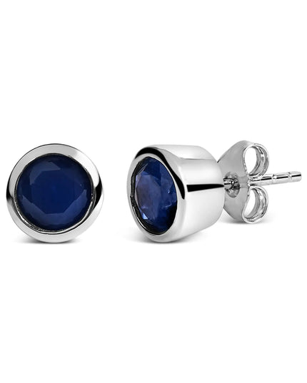 .925 Sterling Silver 6MM Bezel Set Created Gemstone Solitaire Stud Earrings