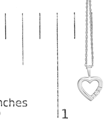 .925 Sterling Silver Lab Grown Diamond 1/4 Cttw Three Stone Heart Pendant Necklace - 18" Inches