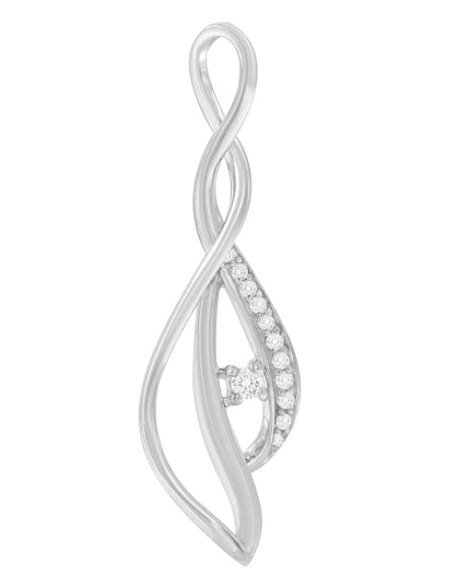Espira 10K White Gold Round Diamond Accented Open Cascade Twist 18" Pendant Necklace (1/10 Cttw, J-K Color, I1-I2 Clarity)