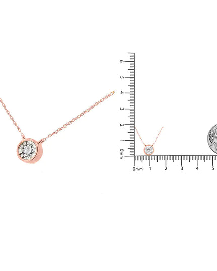 10K Gold Round Brilliant-Cut Diamond Modern Bezel-Set Solitaire Pendant Necklace (J-K Color, I2-I3 Clarity) - 16" with 2" Extender