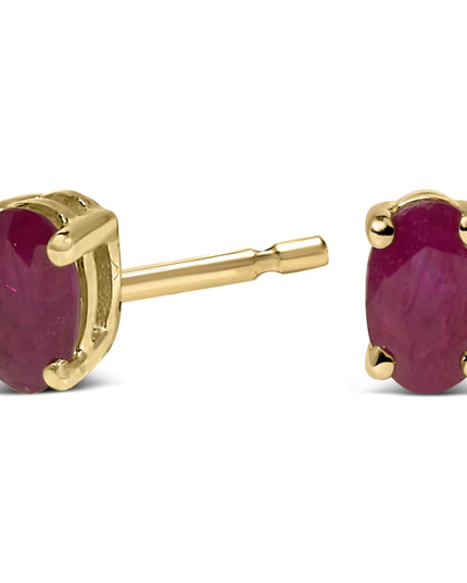 14K Gold Oval Cut Gemstone Birthstone 5x3 mm Stud Earrings