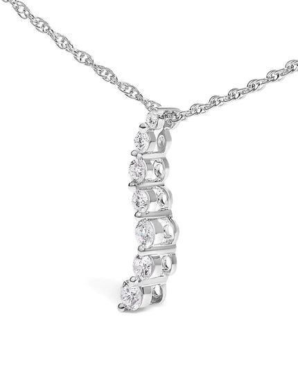 .925 Sterling Silver 1/4 Cttw Lab Grown Diamond Journey Pendant Necklace - 18" Inches