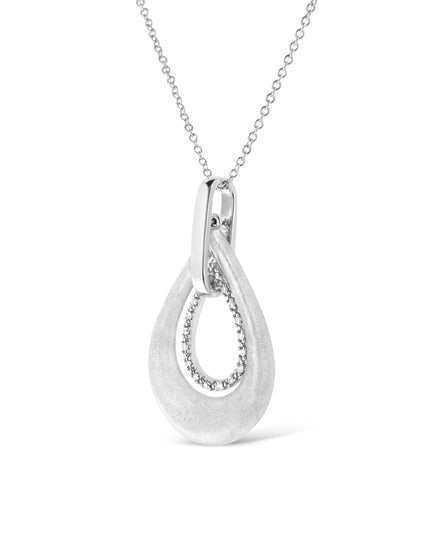 .925 Sterling Silver Prong-Set Diamond Accent Fashion Double Drop Design 18" Pendant Necklace (I-J Color, I1-I2 Clarity)