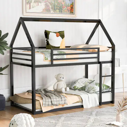 Twin Bunk Bed With Built-in Ladder