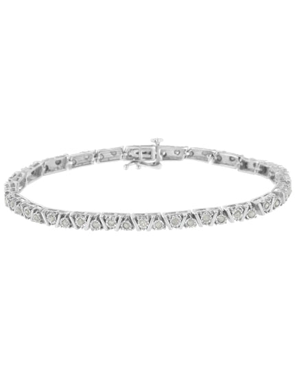 .925 Sterling Silver 1.0 cttw Miracle-Set Diamond Tennis Bracelet (I-J Color, I3 Clarity) - 7.25"