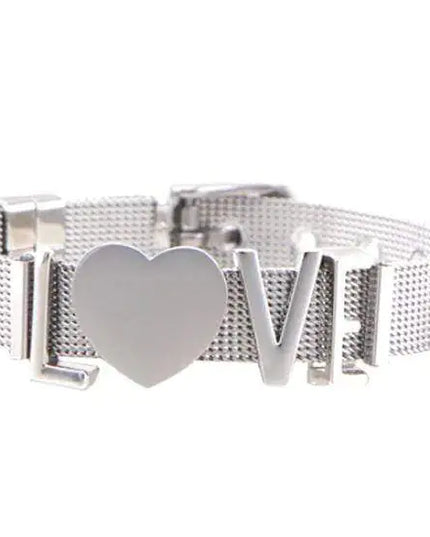 Stainless Steel Slider Bracelet -Silver