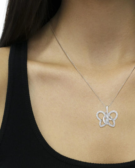.925 Sterling Silver 1/4 cttw Prong-Set Diamond Butterfly 18" Pendant Necklace (H-I Color, I1-I2 Clarity)