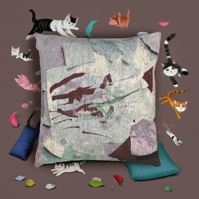 Deep Red Lavender Paper Paint Woven Pillow, 17" x 18"