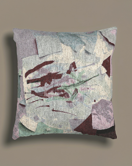 Deep Red Lavender Paper Paint Woven Pillow, 17" x 18"