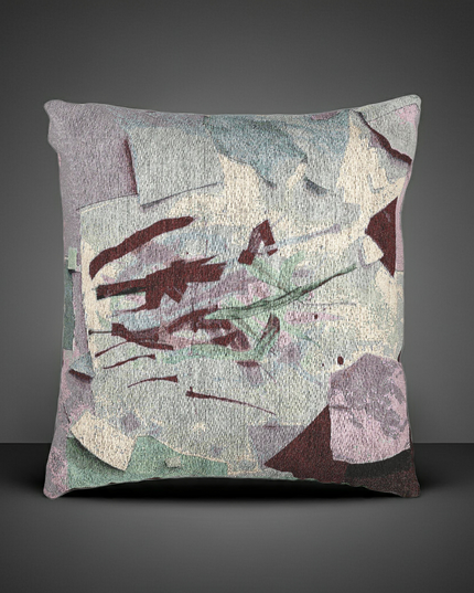Deep Red Lavender Paper Paint Woven Pillow, 17" x 18"