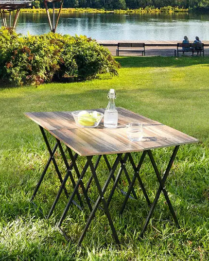 5-Piece Foldable TV Tray Table Set – Snack, End & Side Tables with Storage Rack for Living Room or Bedroom