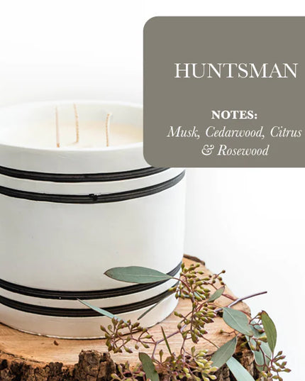 Luxury Large Striped Stone Designer Candle - Huntsman
