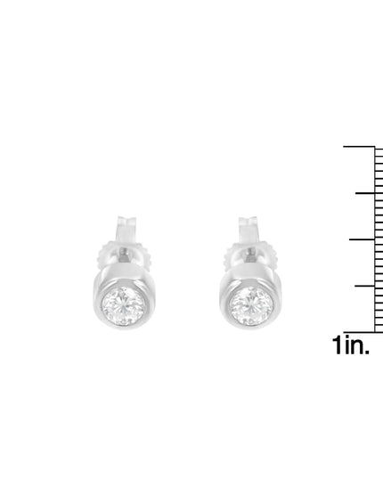 10K Gold 0.30 Cttw Round Brilliant-Cut Near Colorless Diamond Bezel-Set Stud Earrings (H-I Color, I1-I2 Clarity)