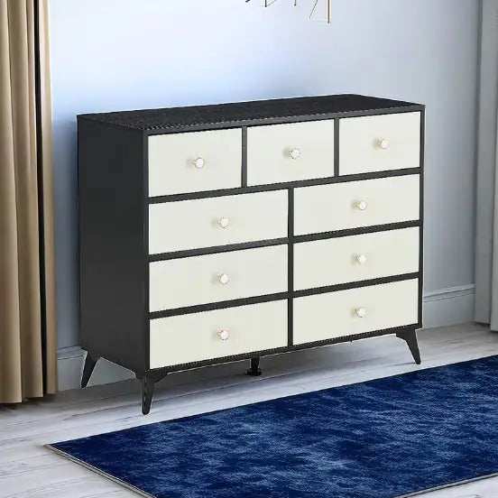 Wood MDF Cabinet, 9-drawer Dresser, Wood Color