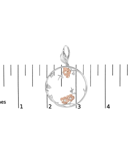 Rose Gold Plated .925 Sterling Silver 1/10 Cttw Diamond Floral Hoop Earrings (I-J Color, SI1-SI2 Clarity)