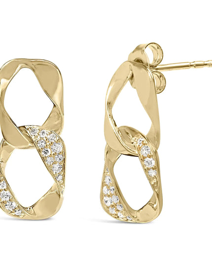 14K Yellow Gold Plated .925 Sterling Silver Open Link 1/5 Cttw Diamond Drop Earrings (H-I Color, I1-I2 Clarity)