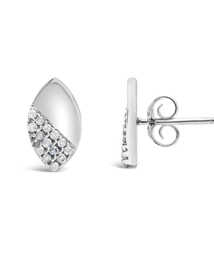 925 Sterling Silver 1/6 Cttw Diamond and Mirror Polish Pear Shape Stud Earrings (I-J Color, I2-I3 Clarity)