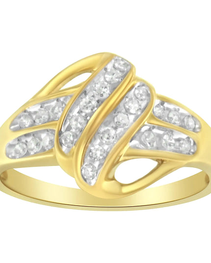 10K Yellow Gold Plated .925 Sterling Silver 1.0 Cttw Diamond Flower Cluster Open Halo Floral Ring (J-K Color, I2-I3 Clarity)