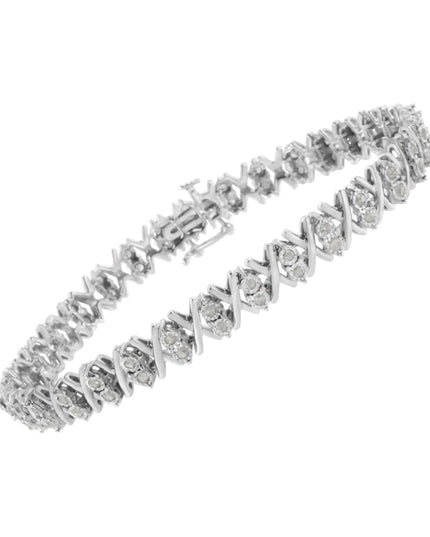.925 Sterling Silver 1.0 Cttw Diamond Miracle-Set X-Link 7" Tennis Bracelet (I-J Color, I3 Clarity)