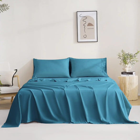 MCO Bedding Twin Sheet Set – Soft, Cooling & Breathable 3-Piece Bedding with 16" Deep Pocket (Peacock Blue)
