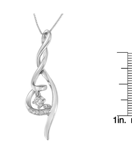 Espira 10K White Gold 1/10 cttw Diamond Swirl Pendant Necklace (I-J, I1-I2)