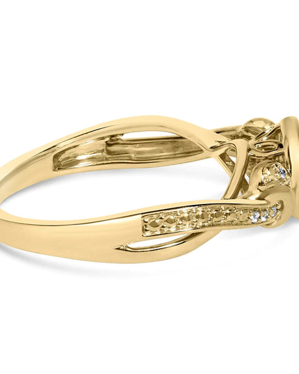 14K Yellow Gold Plated .925 Sterling Silver 1/10 Cttw Round-Cut Diamond Composite Halo Engagement Ring