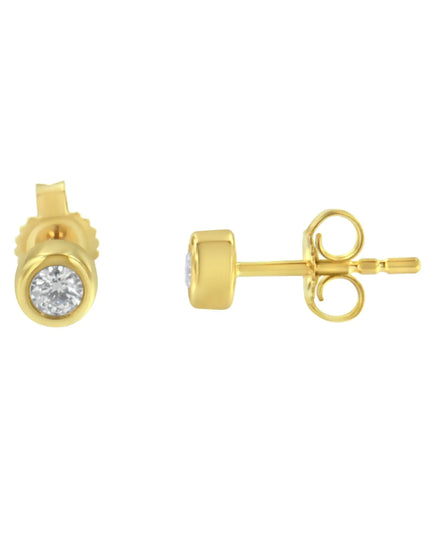 10K Gold 0.15 Cttw Round Brilliant-Cut Near Colorless Diamond Bezel-Set Stud Earrings (H-I Color, I1-I2 Clarity)