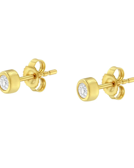 10K Gold 0.15 Cttw Round Brilliant-Cut Near Colorless Diamond Bezel-Set Stud Earrings (H-I Color, I1-I2 Clarity)