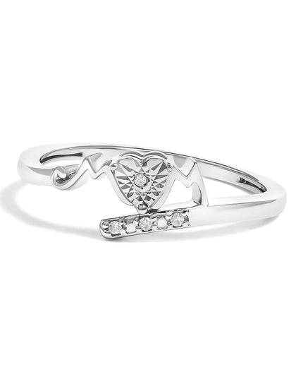 .925 Sterling Silver Diamond Accent "MOM" Heart Ring (J-K Color, I2-I3 Clarity)
