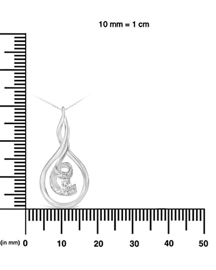 Espira 10K White Gold 1/8 cttw Round Cut Diamond Layered Spiral Pendant Necklace (I-J, I1-I2)