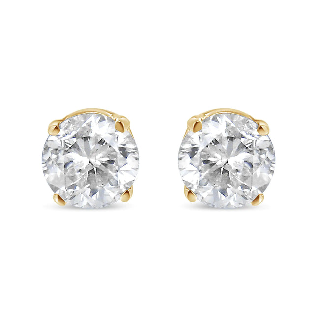 14K Yellow Gold 1/2 Cttw Round-Cut Diamond Solitaire Stud Earrings (O-P Color, SI2-I1 Clarity)